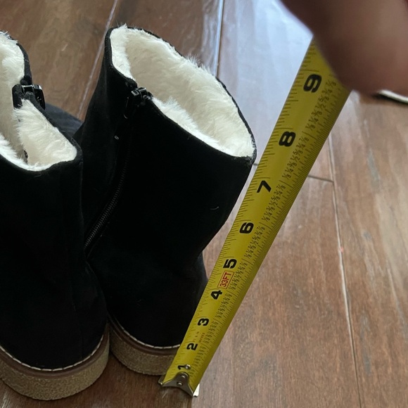 Black Suede Ankle Boots with Faux Fur Lining - Picture 3 of 4